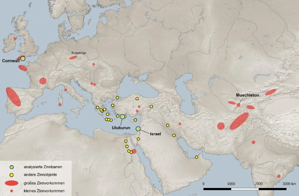 Map Tin deposits in Europe, North Africa and West Asia